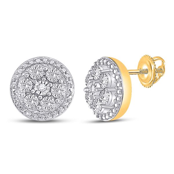 Diamond Illusion Cluster Earrings .01 Cttw 10kt Yellow Gold