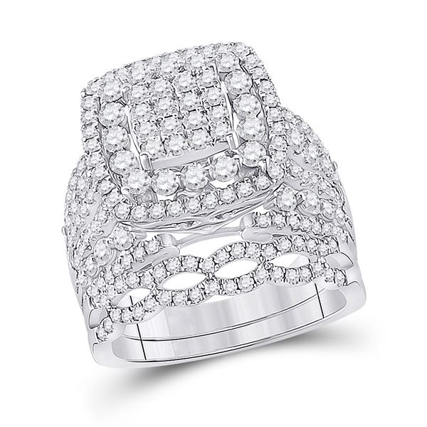 Diamond Bridal Wedding Ring Band Set 2 Cttw 14kt White Gold