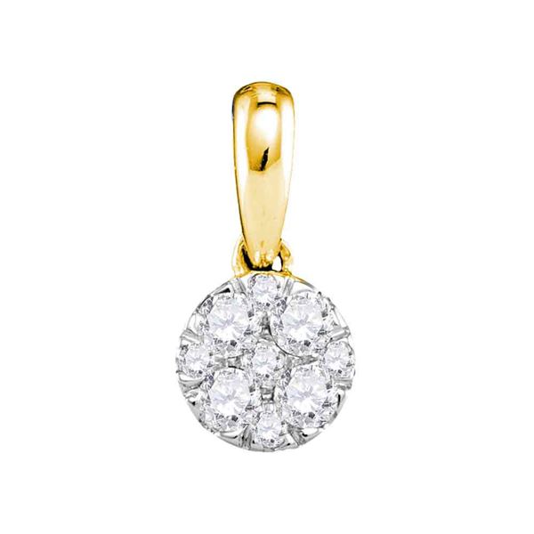 Diamond Circle Cluster Pendant 1/4 Cttw 14kt Yellow Gold