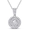 Image 1 : Diamond Fashion Halo Pendant 1/4 Cttw 14kt White Gold