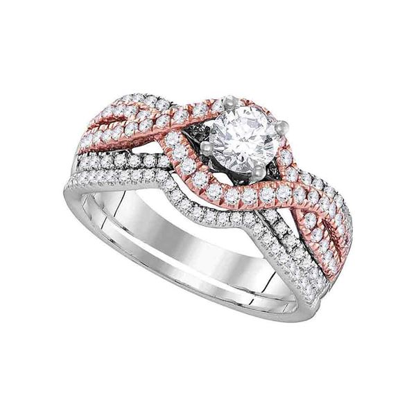 Diamond Bridal Wedding Ring Band Set 1 Cttw 14kt Two-tone Gold