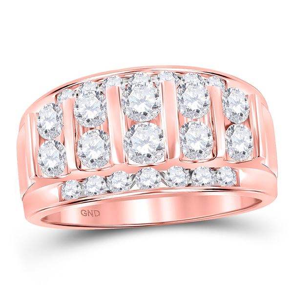 Mens Diamond Wedding Channel Set Band Ring 2 Cttw 14kt Rose Gold