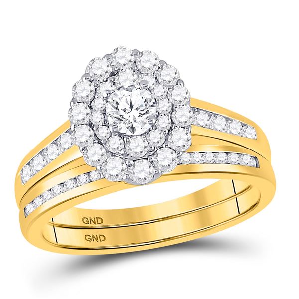 Diamond Bridal Wedding Ring Band Set 1 Cttw 14kt Yellow Gold