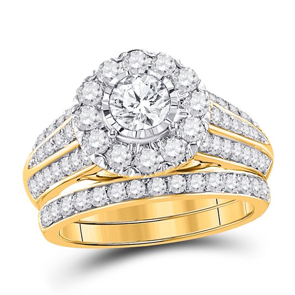 Diamond Bridal Wedding Ring Band Set 2 Cttw 14kt Yellow Gold