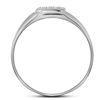 Image 2 : Mens Diamond Brushed Matte Cross Band Ring 1/20 Cttw 10kt White Gold