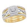 Image 1 : Diamond Bridal Wedding Ring Band Set 3/8 Cttw 10kt Yellow Gold