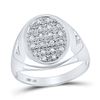 Image 1 : Mens Diamond Oval Cluster Ring 1/4 Cttw 14kt White Gold