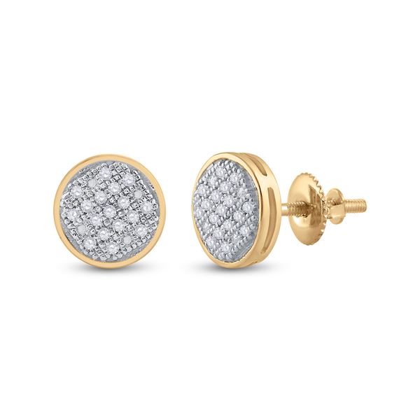 Diamond Circle Cluster Earrings 1/10 Cttw 10kt Yellow Gold