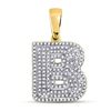 Image 1 : Mens Diamond Letter B Bubble Initial Charm Pendant 1/2 Cttw 10kt Yellow Gold