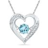 Image 1 : Lab-Created Blue Topaz Heart Pendant 1/3 Cttw Sterling Silver