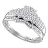 Image 1 : Sterling Silver Diamond Cluster Bridal Wedding Ring Band Set 1/4 Cttw Sterling Silver