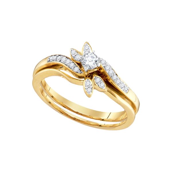 Diamond Bridal Wedding Ring Band Set 1/4 Cttw 10k Yellow Gold