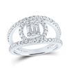 Image 1 : Baguette Diamond Negative Space Cluster Ring 1 Cttw 14kt White Gold