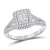 Image 1 : Baguette Diamond Square Cluster Ring 1 Cttw 14kt White Gold