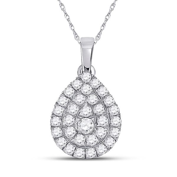 Diamond Teardrop Pendant 1/2 Cttw 10kt White Gold
