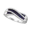 Image 1 : Blue Sapphire Crossover Band Ring 1/3 Cttw 10kt White Gold