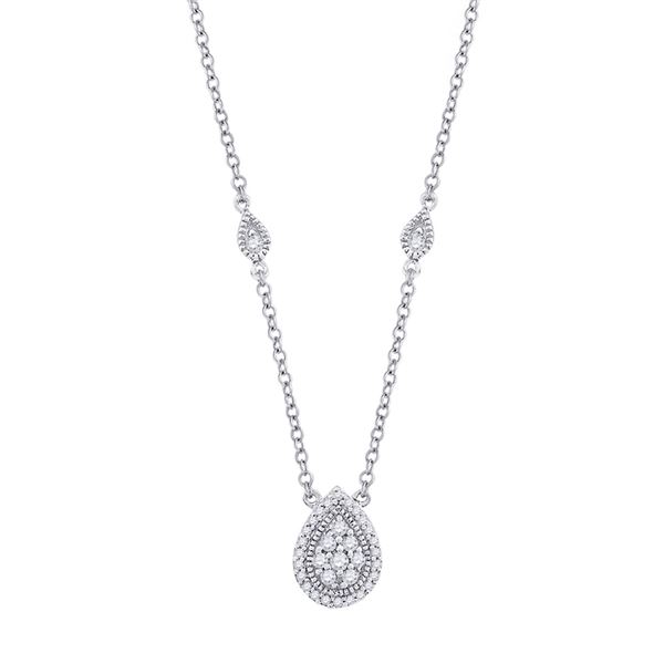 Diamond Teardrop Necklace 1/5 Cttw 10kt White Gold