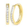 Image 1 : Channel-set Diamond Hoop Earrings 1/6 Cttw 10kt Yellow Gold