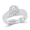 Image 1 : Diamond Bridal Wedding Ring Band Set 1 Cttw 14kt White Gold