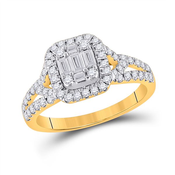 Baguette Diamond Square Ring 3/4 Cttw 14kt Yellow Gold