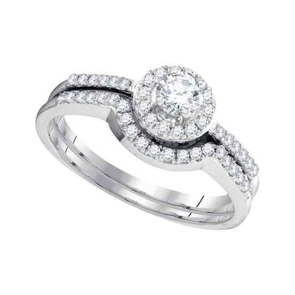 Diamond Bridal Wedding Ring Band Set 1/2 Cttw 10kt White Gold
