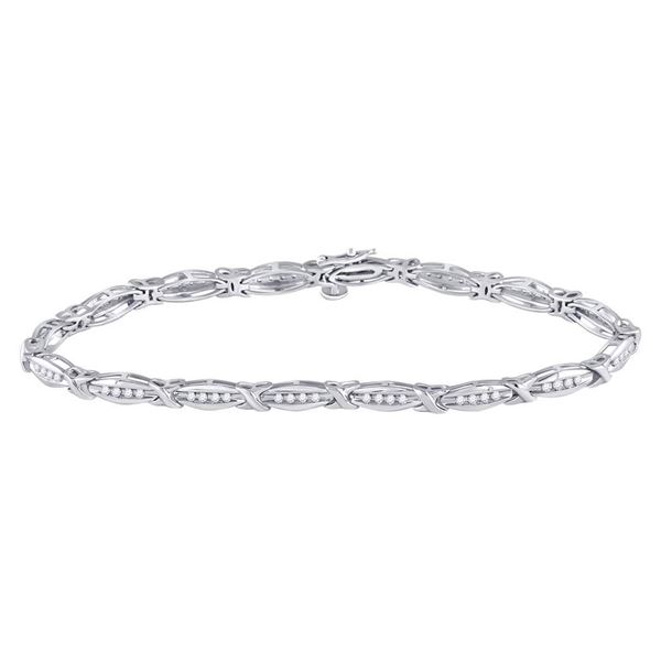 Diamond X Link Fashion Bracelet 1/2 Cttw 10kt White Gold