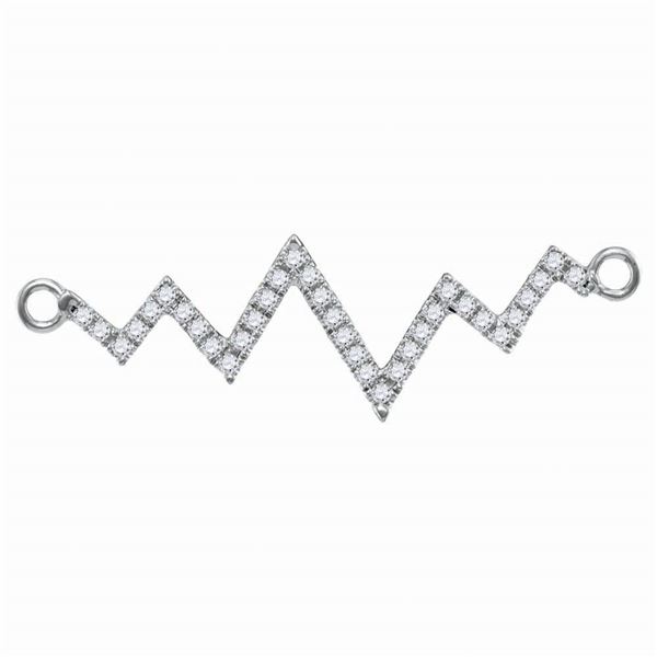 Diamond Heartbeat Pendant Necklace 1/4 Cttw 10kt White Gold