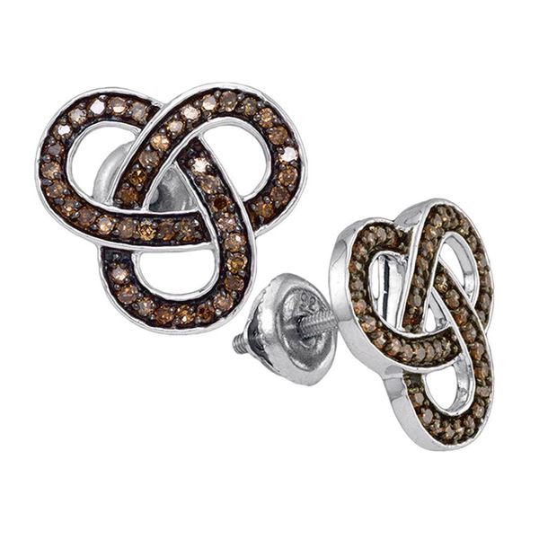 Brown Diamond Trinity Fashion Earrings 1/2 Cttw Sterling Silver