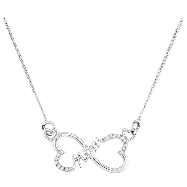 Diamond Mom Heart Pendant Necklace 1/12 Cttw Sterling Silver