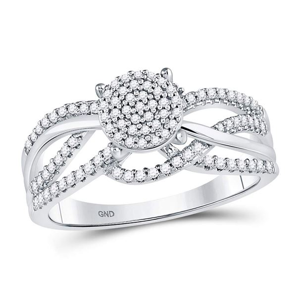 Diamond Woven Strand Cluster Ring 1/3 Cttw 10kt White Gold