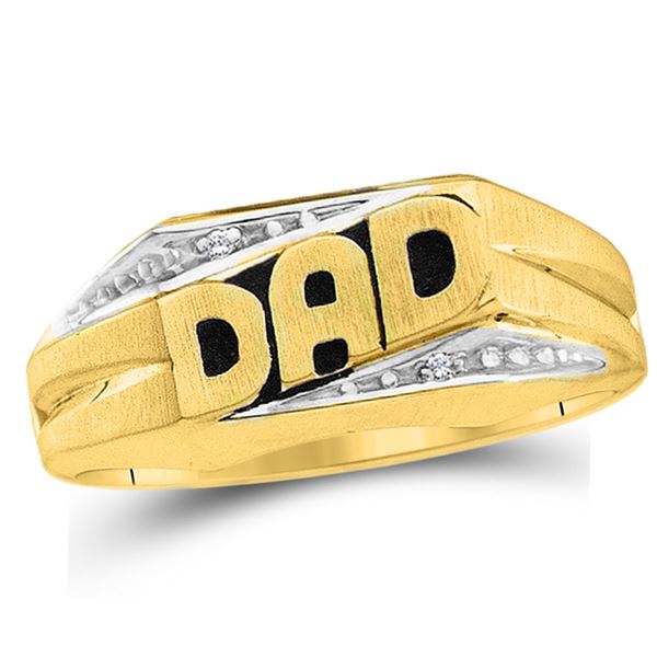 Mens Diamond Dad Father Ring .01 Cttw 10kt Yellow Gold