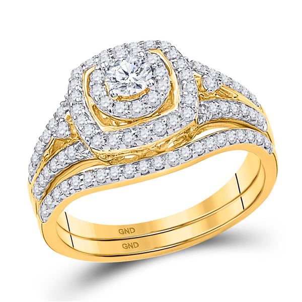 Diamond Bridal Wedding Ring Band Set 3/4 Cttw 14kt Yellow Gold