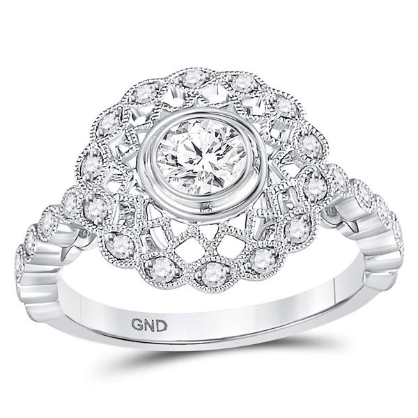 Diamond Solitaire Bridal Wedding Engagement Ring 3/4 Cttw 14kt White Gold