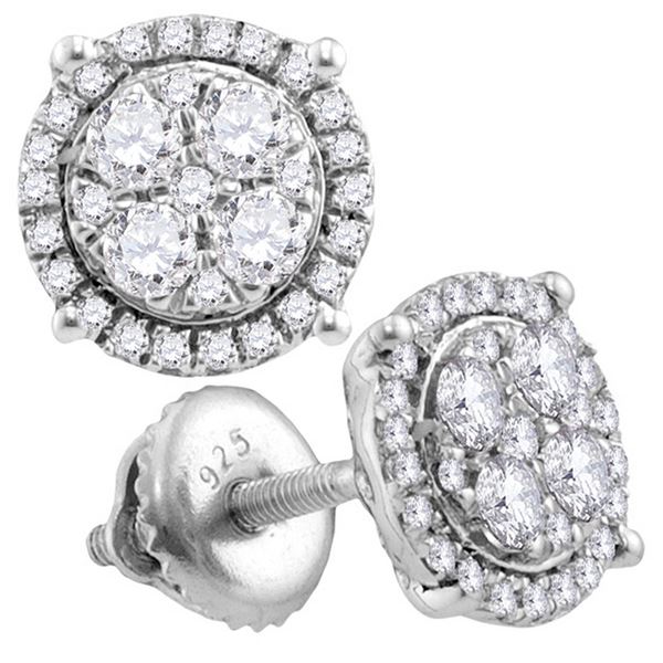 Diamond Cluster Earrings 1 Cttw 10kt White Gold