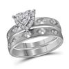 Image 2 : His Hers Diamond Heart Matching Wedding Set 1/4 Cttw 14kt White Gold