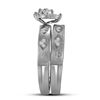 Image 3 : His Hers Diamond Heart Matching Wedding Set 1/4 Cttw 14kt White Gold