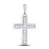 Image 1 : Diamond Cross Pendant 1/10 Cttw 10kt White Gold