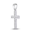 Image 2 : Diamond Cross Pendant 1/10 Cttw 10kt White Gold
