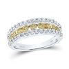 Image 1 : Yellow Diamond Band Ring 1 Cttw 14kt White Gold