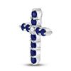 Image 2 : Lab-Created Blue Sapphire Cross Pendant 7/8 Cttw 10kt White Gold