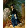 Image 1 : ART MARVELLOUS OIL PAINTING OF LADY HORSE & DOG#1959853