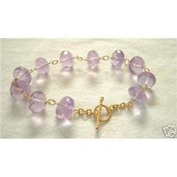 18K SOLID GOLD~ AAA PINK AMETHYST CIRCLE BR #1959936