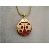 Image 1 : Estate 18K Yellow Gold Ladybug Resin Pendant #1960214