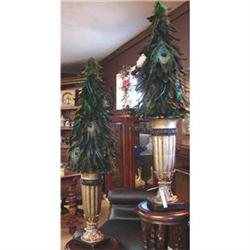 PR HOLIDAY PEACOCK VICTORIAN URN TOPIARY #1960537