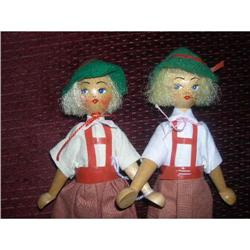 Pair of Polish Wooden Dolls #1967914