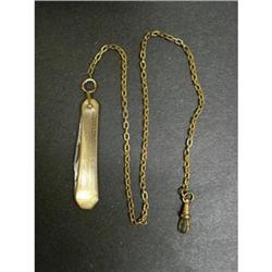 VICTORIAN   WATCH CHAIN W/PEN KNIFE #1980528
