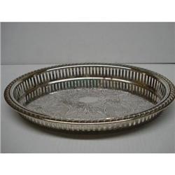 LOVELY SILVER PLATE OVAL GALLERY TRAY #1980559