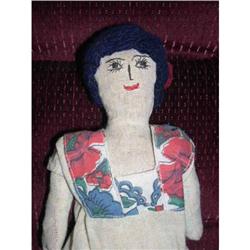 10" Cloth Doll With Stitched Features and Red #1980724