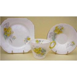 Shelley Art Deco Oxford Primrose Tea Trio #1981043