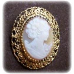 Shell Cameo in Gold Washed Sterling Filigree #1981054
